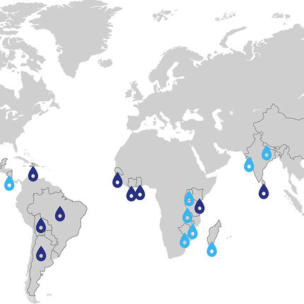 Map of ongoing and completed projects by Acqua Life